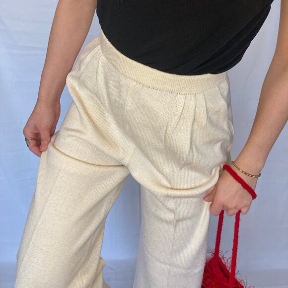 Creme Knit Pants - Picture 1 of 2